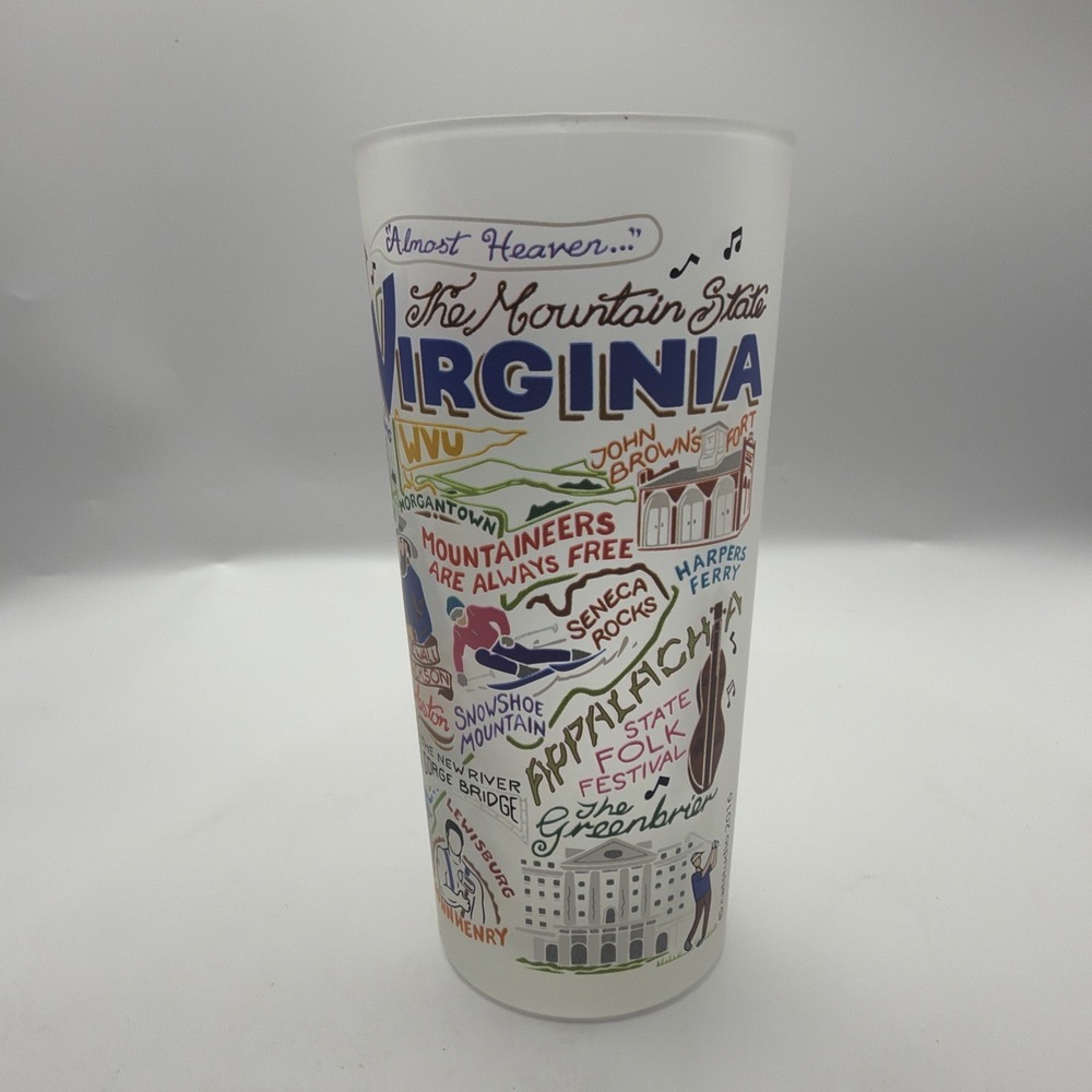 West Virginia Hand Painted 10oz Drinking Glass Amazing Detail & Rare Brand New!